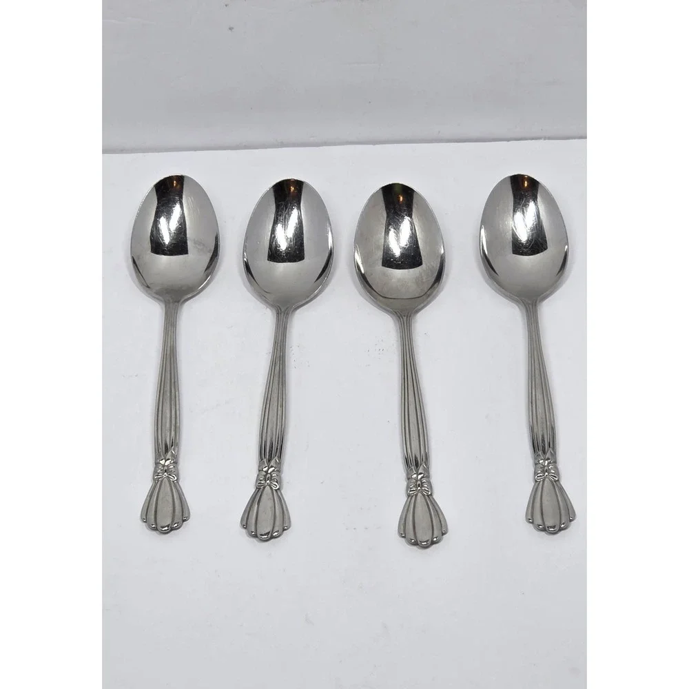 Oneida Deluxe Alexis Tablespoons Set of 4 Stainless Steel Oval Soup Spoons 6.75
